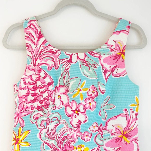 Lilly Pulitzer Floral Cathy Sheath Lolita Dress Teal Pink Sleeveless 2 - Picture 5 of 11
